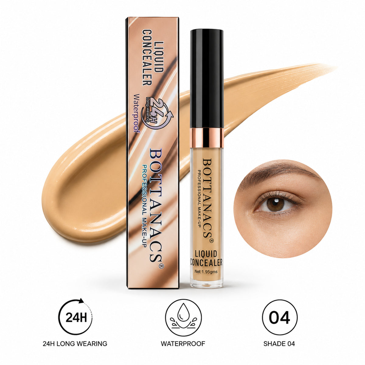 BOTTANACS 24H Waterproof Liquid Concealer – Shade 04 Warm Golden Beige – main product image