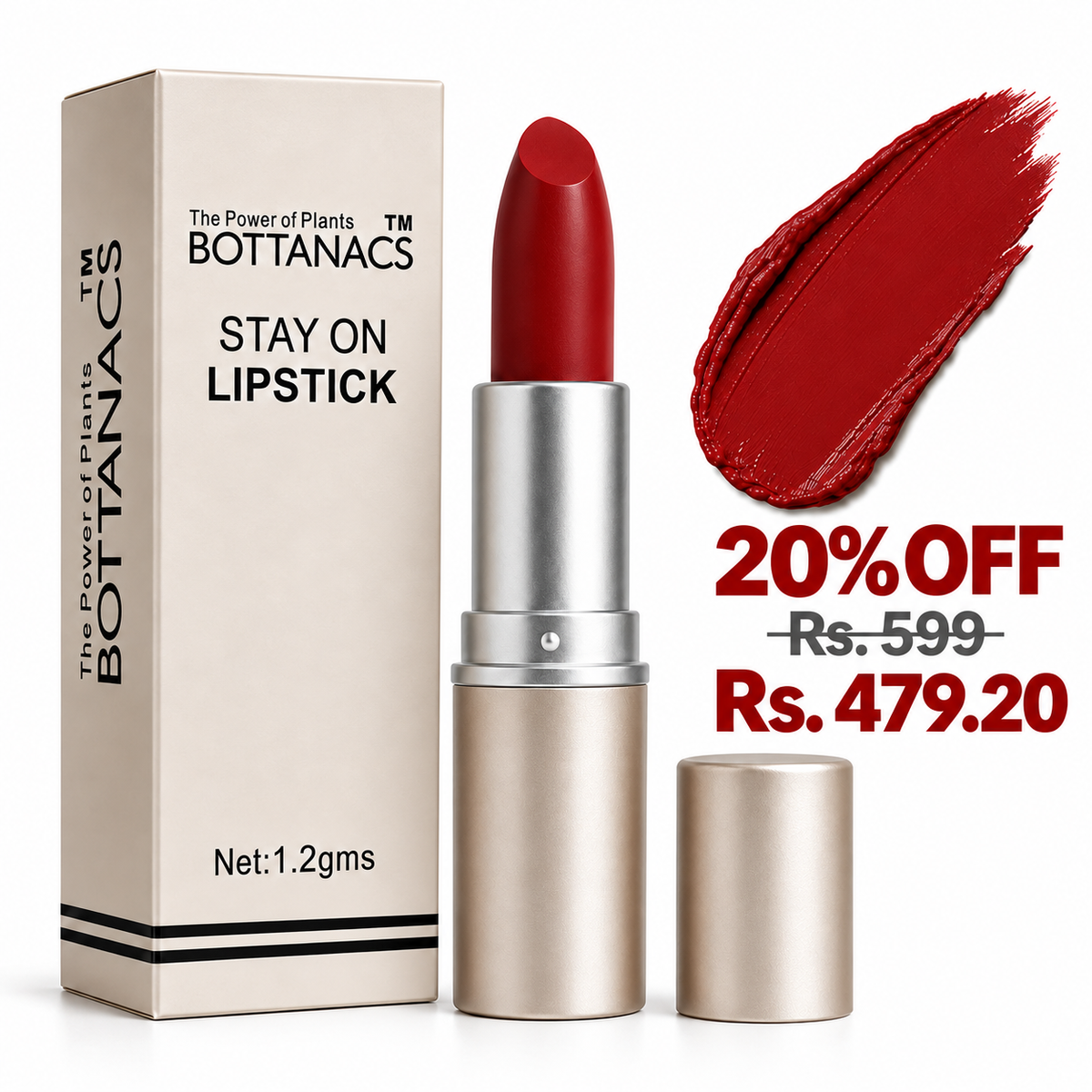 BOTTANACS Stay On Matte Lipstick – Shade 426 – 20% off, Rs. 599 reduced to Rs. 479.20