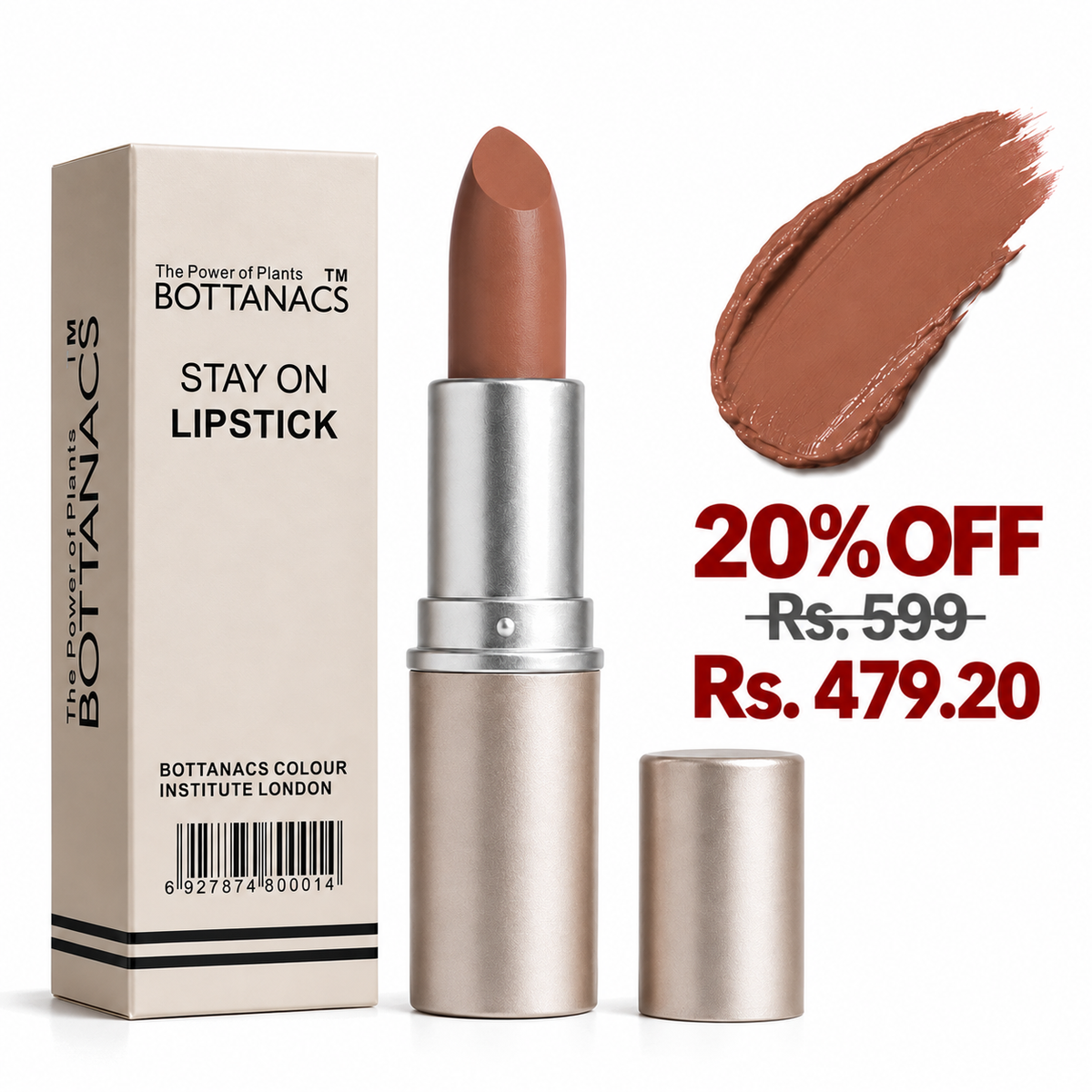 BOTTANACS Stay On Matte Lipstick – Shade 416 – 20% off, Rs. 599 reduced to Rs. 479.20