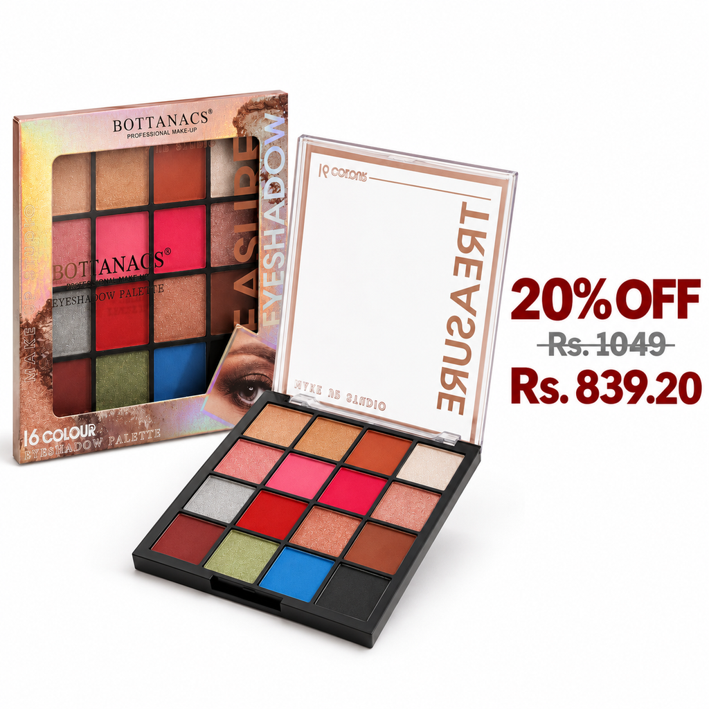 BOTTANACS Treasure 16 Colour Eyeshadow Palette – Shade 01 – 20% off, Rs. 1049 reduced to Rs. 839.20