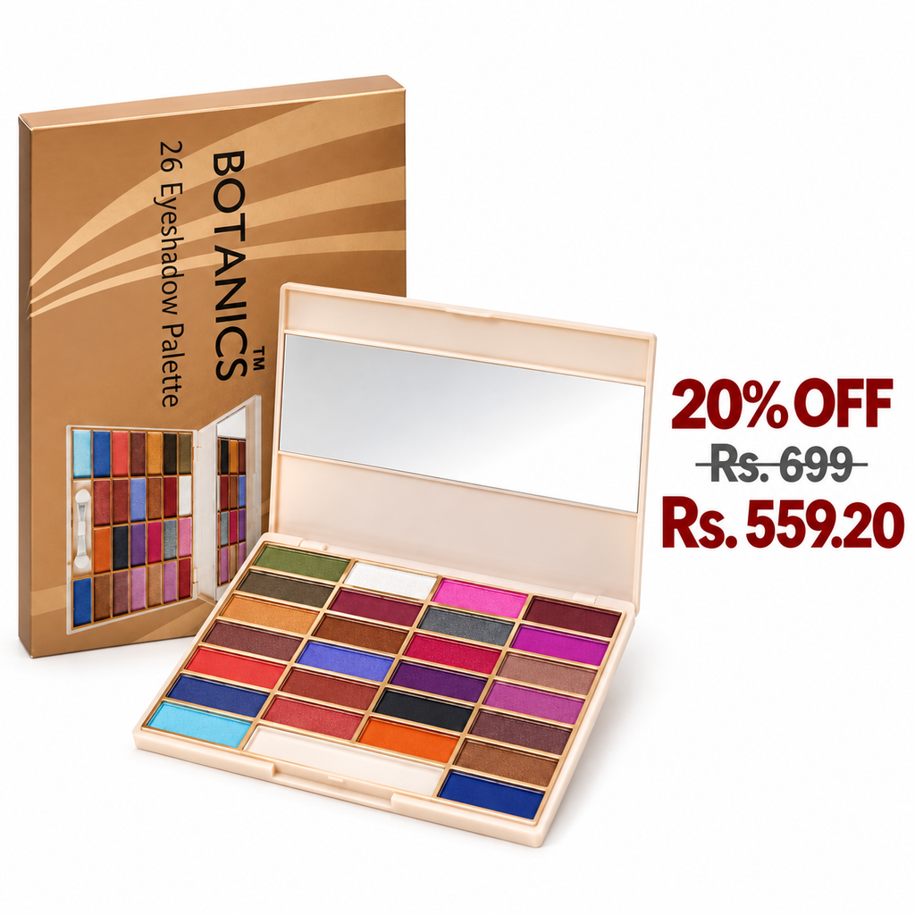 BOTTANACS 26 Colour Eyeshadow Palette with Mirror – 20% off, Rs. 699 reduced to Rs. 559.20